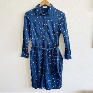 People Tree Organic Cotton Bird Pattern Dress — Small